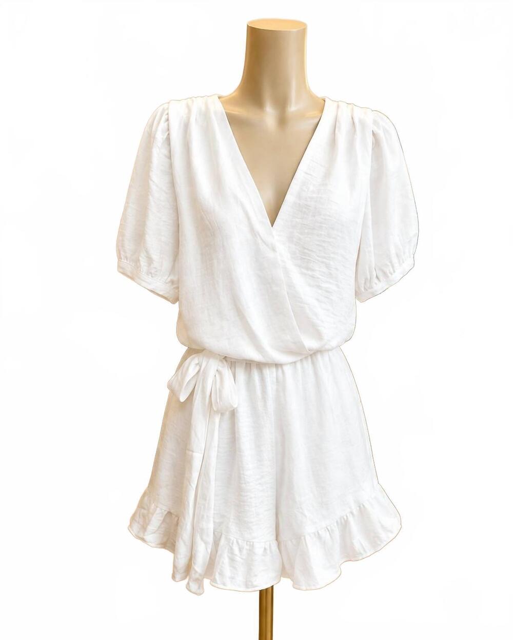 NEW EE:SOME women's tie waist romper in ivory